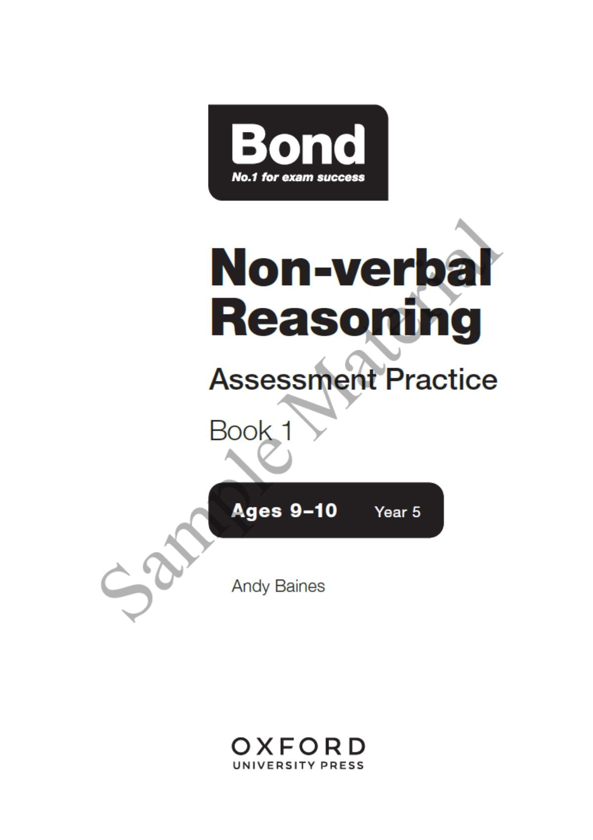 Bond 11+: Bond 11+ Non-verbal Reasoning Assessment Practice 9-10 Years Book 1 oup_shop 