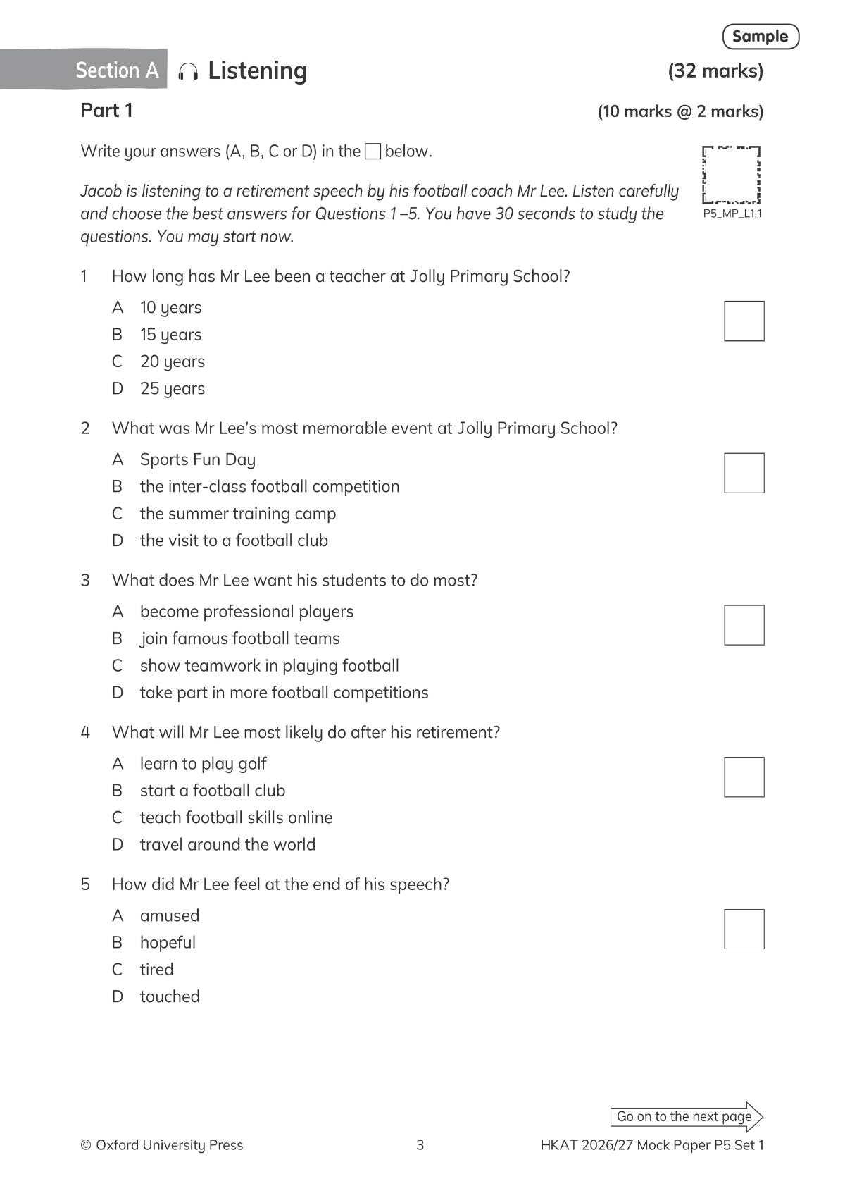 Oxford English Practice Series – HKAT (Pre-S1) English Mock Papers 2026/27 Edition oup_shop 