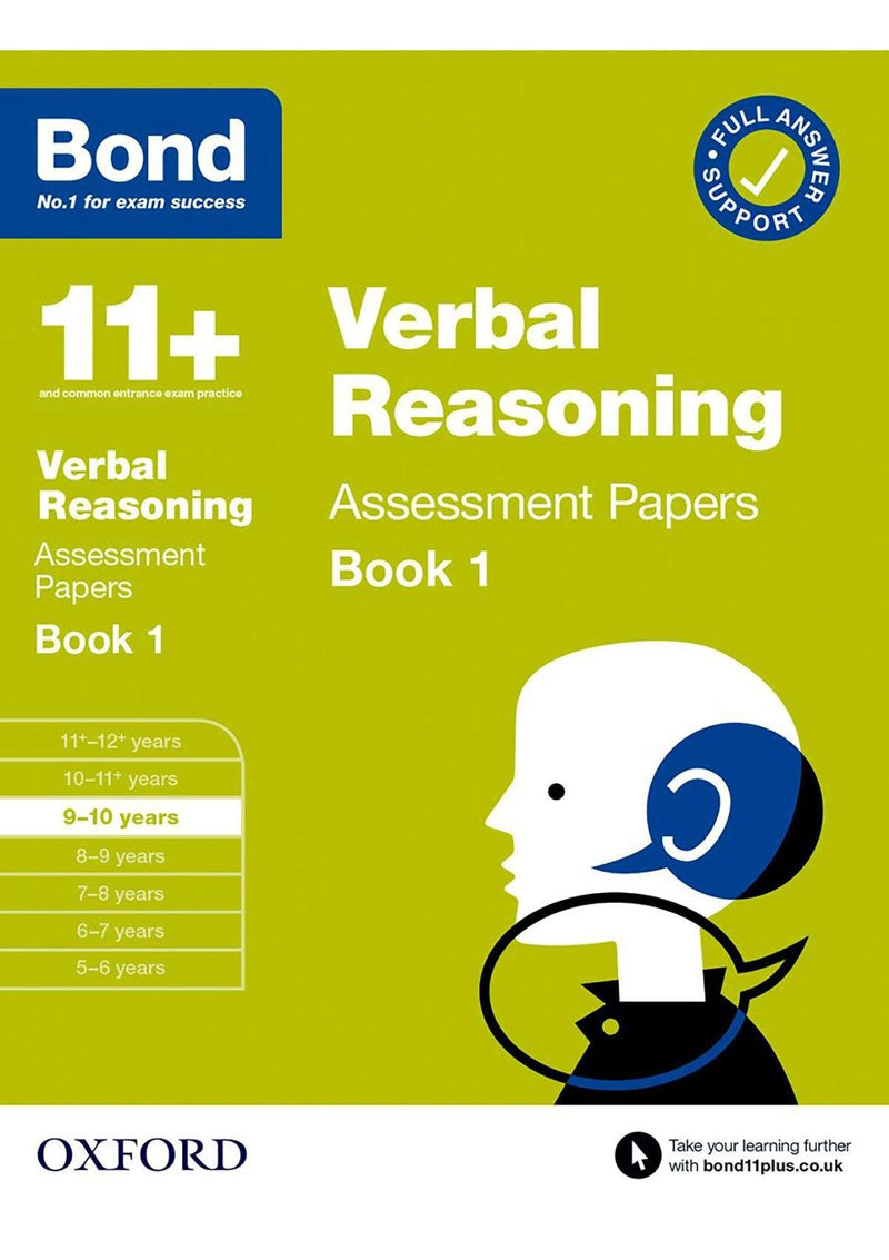 Bond 11+: Verbal Reasoning: Assessment Papers oup_shop 9-10 years Book 1 